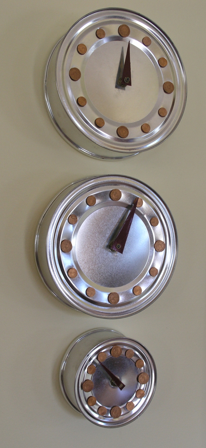 Clock - three faced - paint cans